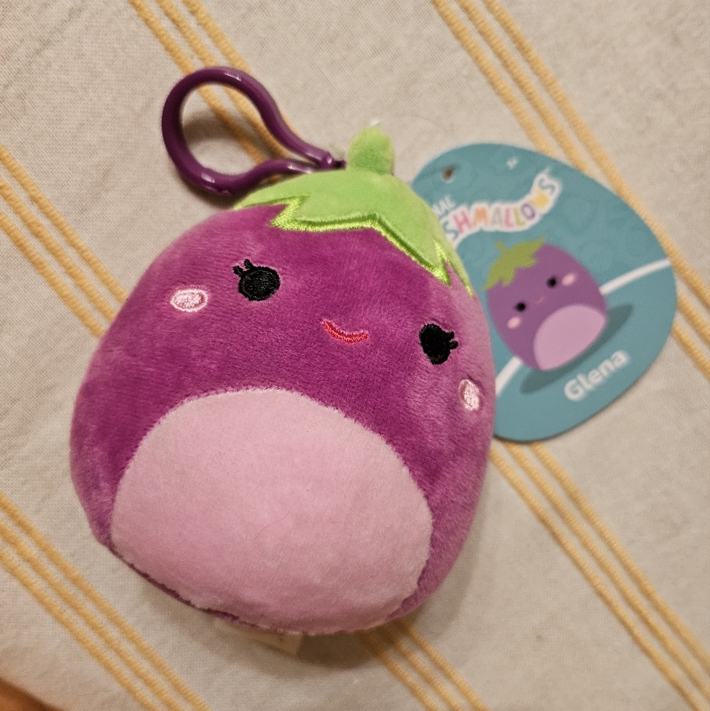 Squishmallows Clip Glena the Eggplant